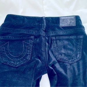 True religion black velvet pants bootcut jeans 24